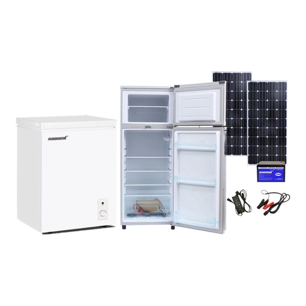 Solar Refrigerator and Freezer System with Solar Panels